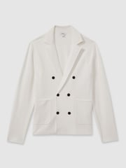 Reiss Ivory White Foulard Knitted Double Breasted Blazer - Image 2 of 5