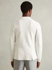 Reiss Ivory White Foulard Knitted Double Breasted Blazer - Image 4 of 5