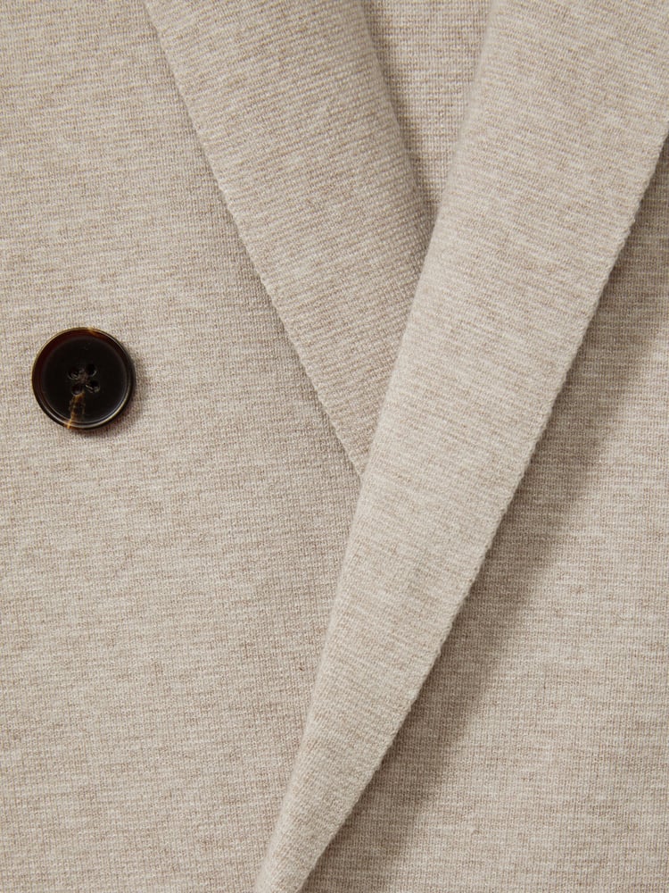 Reiss Oatmeal Melange Foulard Knitted Double Breasted Blazer - Image 6 of 6