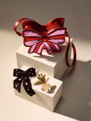 Red/Pink Metallic Bow Cross-Body Bag - Image 4 of 4