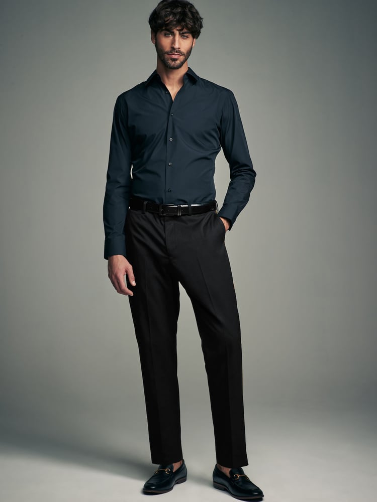 Black Tuxedo Trousers With Gold Tape Detail - Image 2 of 8