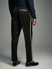 Black Tuxedo Trousers With Gold Tape Detail - Image 3 of 8