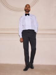 Black Tuxedo Trousers With Velvet Tape Detail - Image 1 of 9