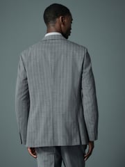 Grey Tailored Fit Wool Blend Stripe Jacket - Image 3 of 9