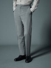 Grey Tailored Fit Wool Blend Stripe Trousers - Image 1 of 9