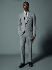 Grey Tailored Fit Wool Blend Stripe Trousers - Image 2 of 9