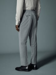 Grey Tailored Fit Wool Blend Stripe Trousers - Image 3 of 9