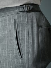 Grey Tailored Fit Wool Blend Stripe Trousers - Image 4 of 9