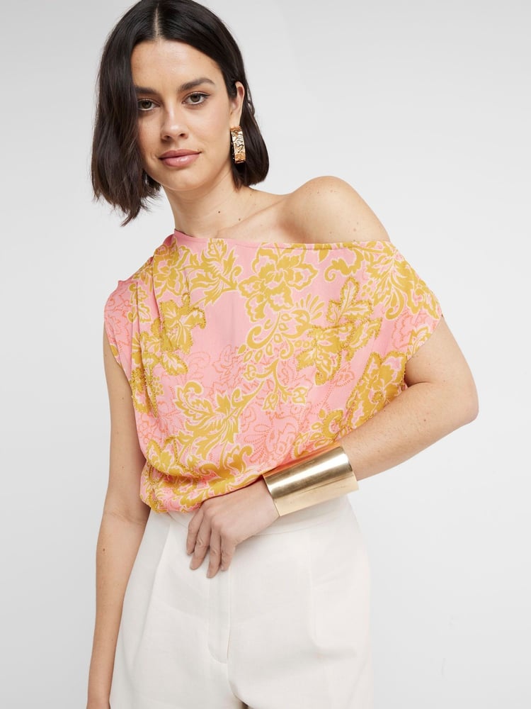 River Island Pink One Shoulder 100% Cotton Top - Image 1 of 4
