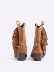 River Island Brown Western Studded Tassle Boots - Image 3 of 4