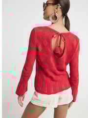 River Island Red Crochet Tie Back Top - Image 2 of 6