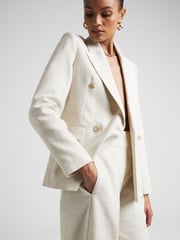 River Island Cream Wide Leg Pleated Linen Trousers - Image 4 of 6
