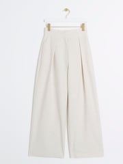 River Island Cream Wide Leg Pleated Linen Trousers - Image 5 of 6