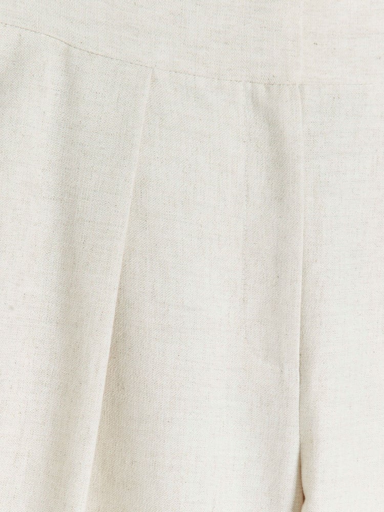 River Island Cream Wide Leg Pleated Linen Trousers - Image 6 of 6