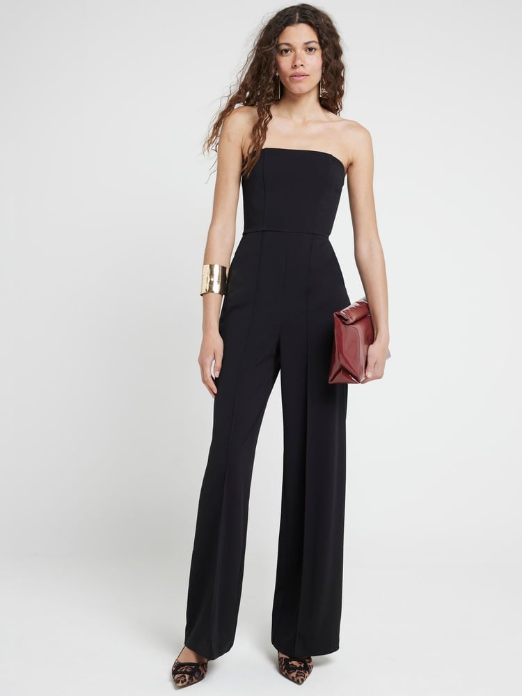 River Island Black Bandeau Wide Leg Jumpsuit - Image 1 of 6 River Island Black Bandeau Wide Leg Jumpsuit - Image 1 of 6