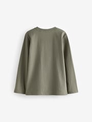 smALLSAINTS Navy/Khaki Boys Brace Crew Long Sleeve 100% Cotton T-Shirts 3 Pack - Image 3 of 8