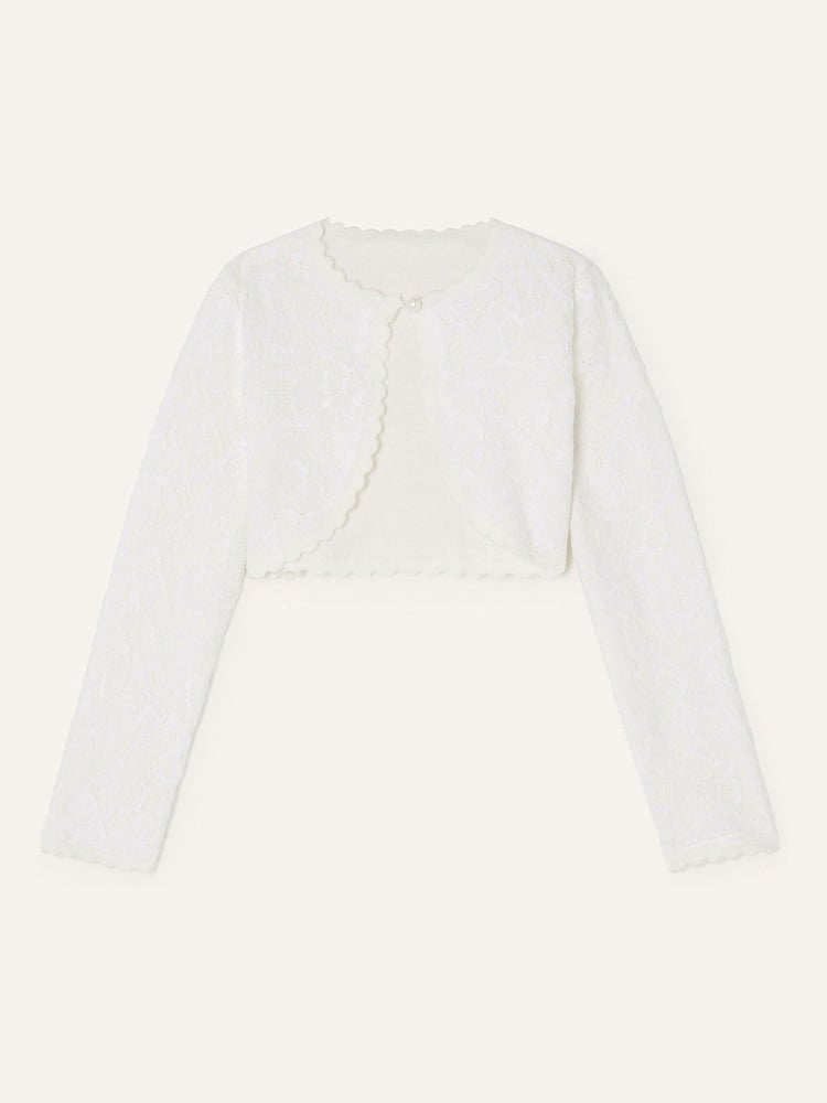 Monsoon Natural 100% Cotton Lace Cardigan - Image 1 of 3