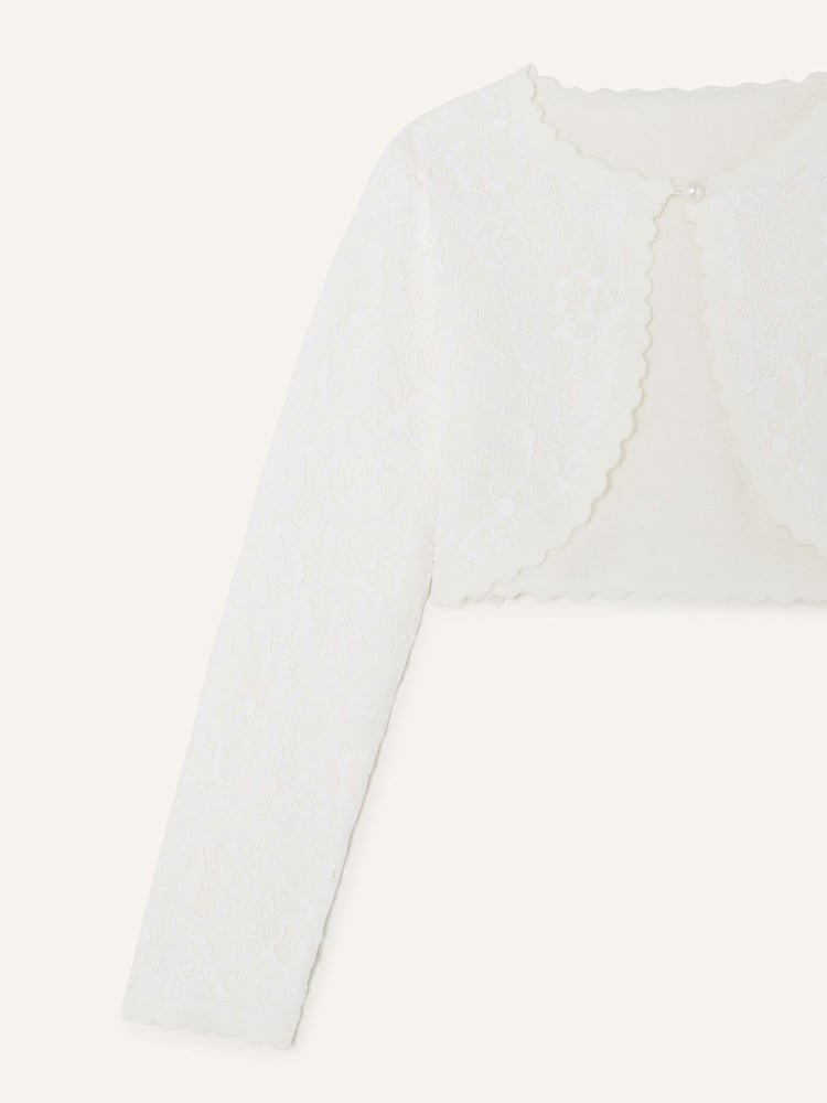 Monsoon Natural 100% Cotton Lace Cardigan - Image 3 of 3