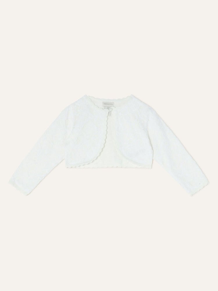 Monsoon Natural Baby Lace 100% Cotton Cardigan - Image 1 of 3