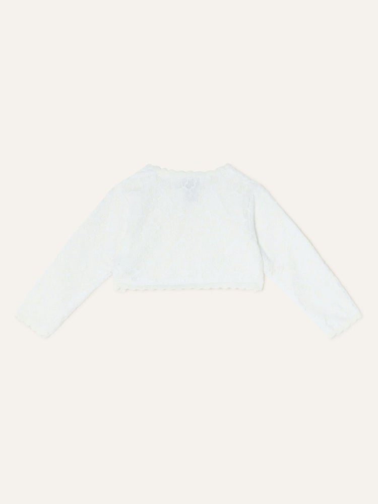 Monsoon Natural Baby Lace 100% Cotton Cardigan - Image 2 of 3