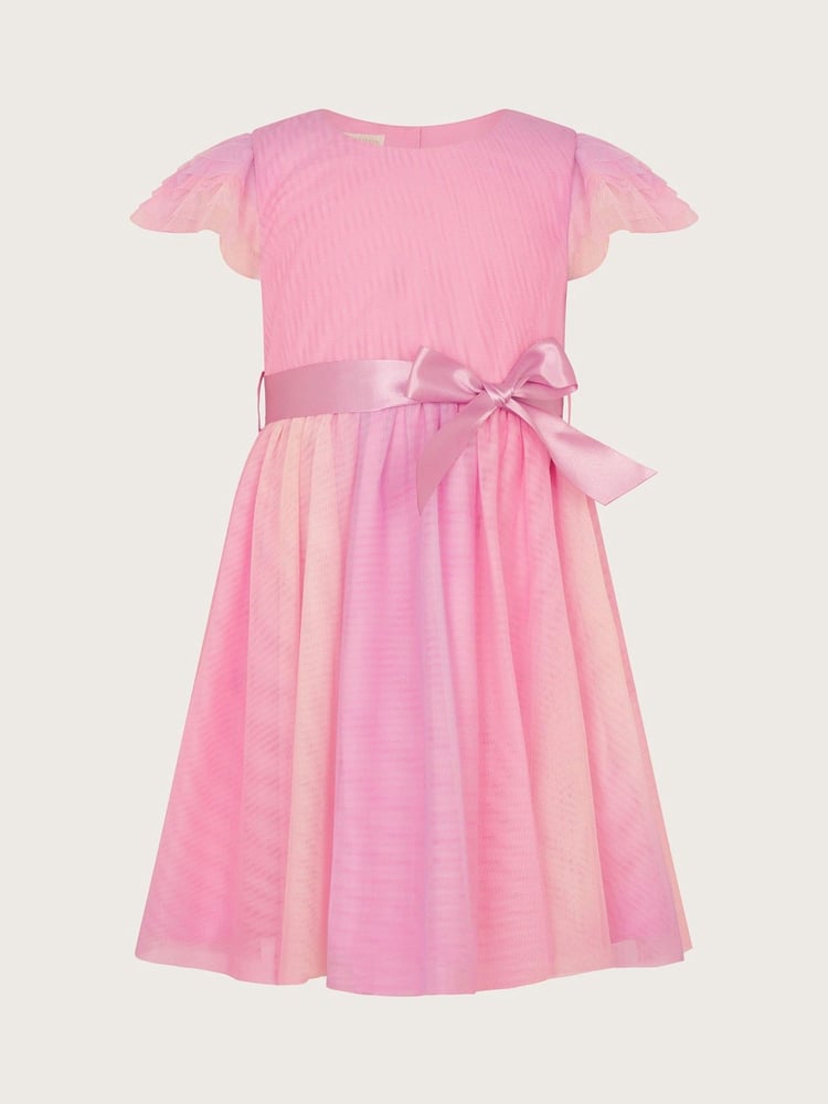 Monsoon Purple Baby Ruffle Sleeve Ombre Dress - Image 1 of 3