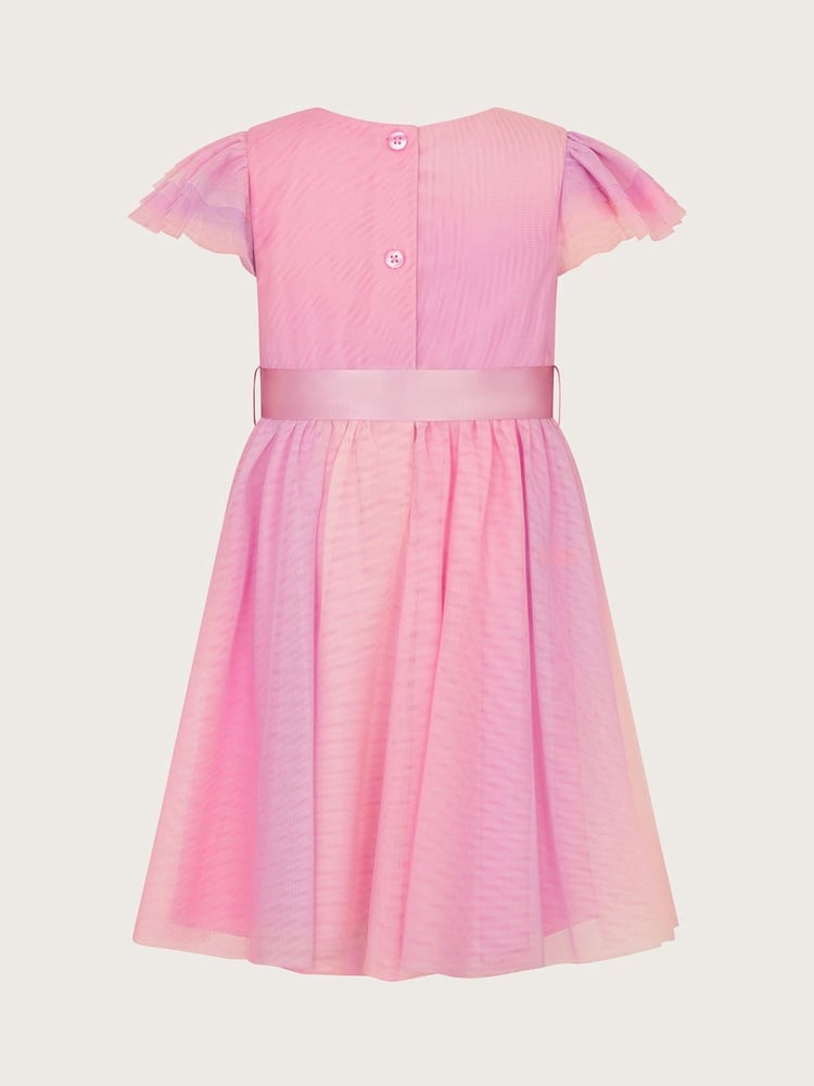 Monsoon Purple Baby Ruffle Sleeve Ombre Dress - Image 2 of 3