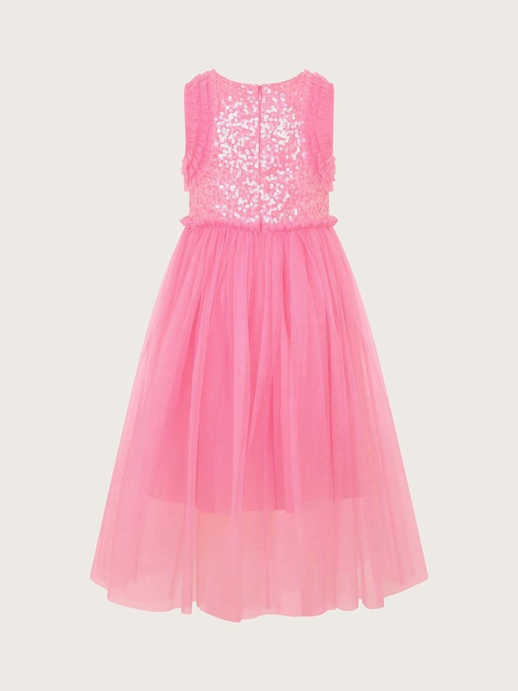 Monsoon Pink Priscilla Sequin Ruffle Dress - Image 2 of 2