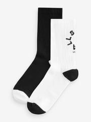 smALLSAINTS Black/White Tierra Logo Socks 2 Pack - Image 1 of 5