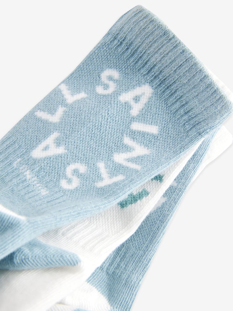 smALLSAINTS Blue/White Tierra Logo Socks 2 Pack - Image 5 of 5
