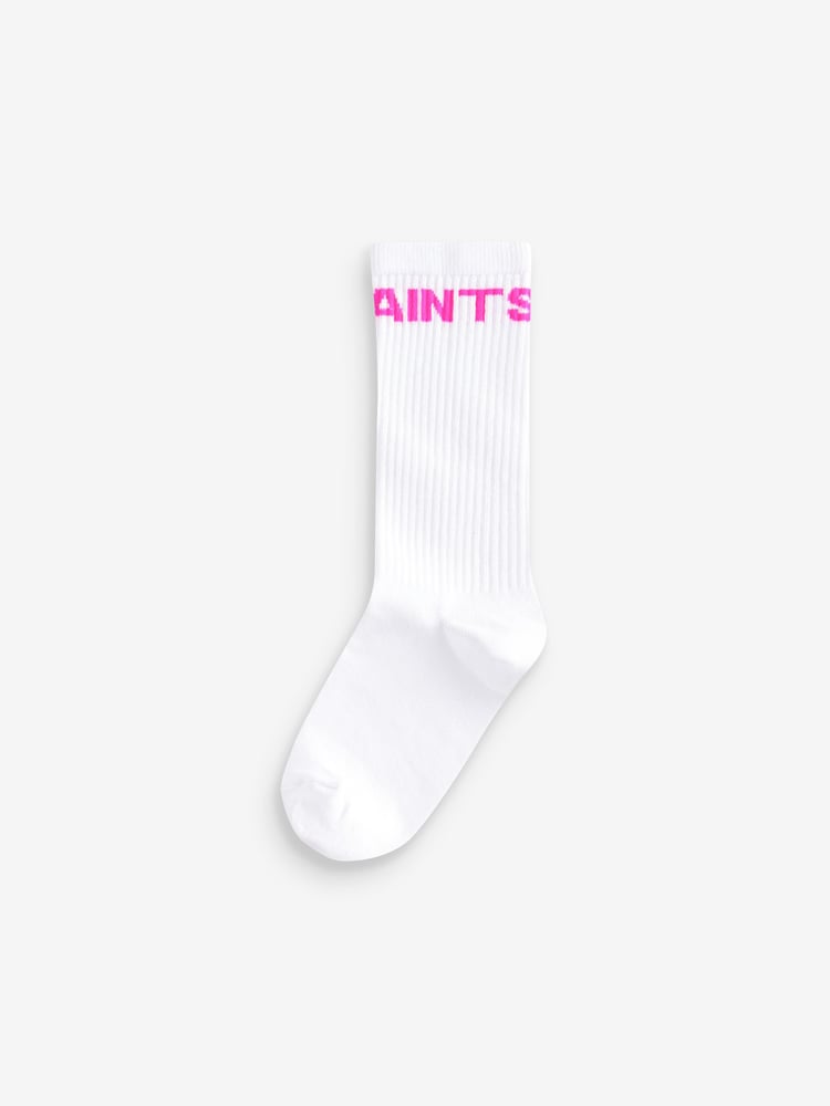 smALLSAINTS White/Pink Girls Logo Socks 3 Pack - Image 6 of 6 smALLSAINTS White/Pink Girls Logo Socks 3 Pack - Image 6 of 6
