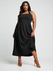Yours Curve Black Halter Neck Midaxi Dress - Image 1 of 5