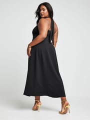 Yours Curve Black Halter Neck Midaxi Dress - Image 3 of 5