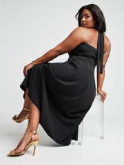 Yours Curve Black Halter Neck Midaxi Dress - Image 4 of 5