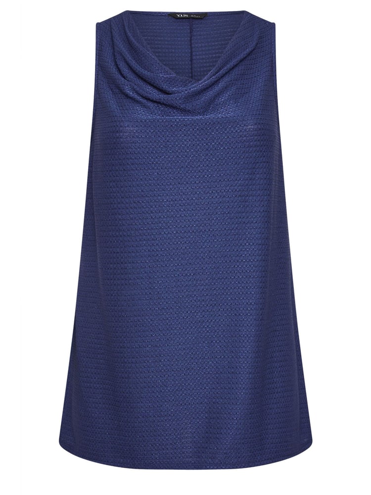 Yours Curve Blue LIMITED COLLECTION Textured Cowl Neck Top - Image 5 of 5