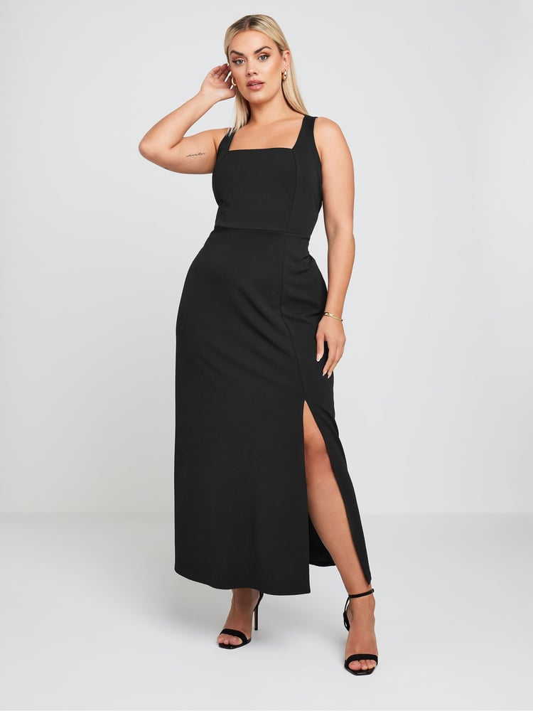 Yours Curve Black Square Neck Maxi Dress - Image 1 of 6