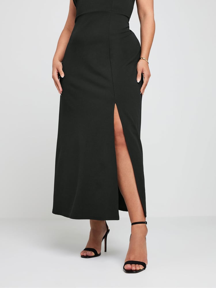 Yours Curve Black Square Neck Maxi Dress - Image 2 of 6