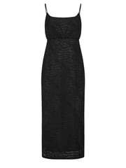 Yours Curve Black Animal Stretch Jacquard Slip Dress - Image 6 of 6