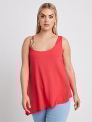 Yours Curve Red Limited Collection Metal Trim Ribbed Vest Top - Image 1 of 5