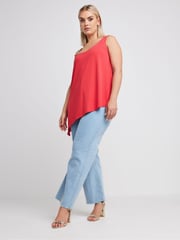 Yours Curve Red Limited Collection Metal Trim Ribbed Vest Top - Image 2 of 5