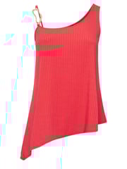 Yours Curve Red Limited Collection Metal Trim Ribbed Vest Top - Image 5 of 5