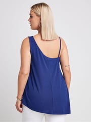 Yours Curve Blue Limited Collection Metal Trim Ribbed Vest Top - Image 4 of 6