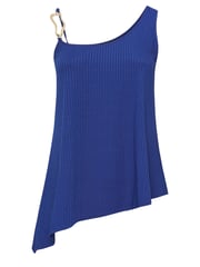 Yours Curve Blue Limited Collection Metal Trim Ribbed Vest Top - Image 6 of 6