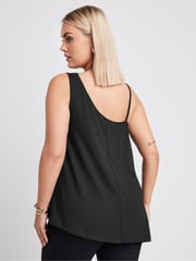 Yours Curve Black Limited Collection Metal Trim Ribbed Vest Top - Image 3 of 5