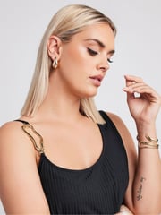 Yours Curve Black Limited Collection Metal Trim Ribbed Vest Top - Image 4 of 5