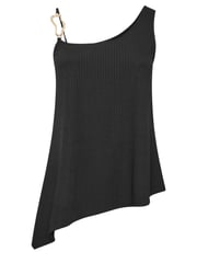 Yours Curve Black Limited Collection Metal Trim Ribbed Vest Top - Image 5 of 5