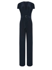 Long Tall Sally Blue ITY Pleated Belted Jumpsuit - Image 5 of 5