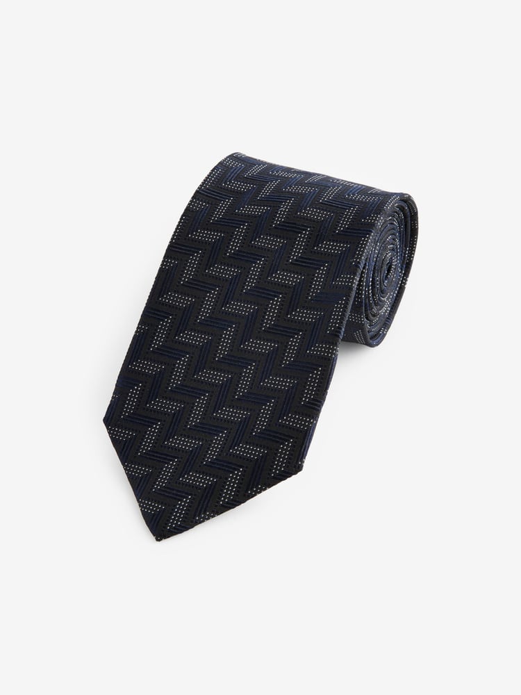 Navy Blue Silk Textured Tie - Image 2 of 4