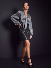 Silver Mini Sequin Skirt - Image 2 of 7