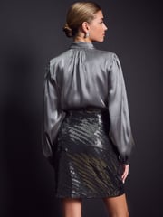 Silver Mini Sequin Skirt - Image 3 of 7