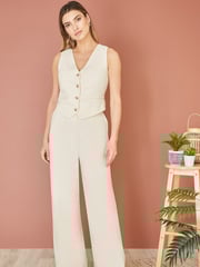 Yumi Natural Cotton And Ramie Wide Leg Trousers - Image 3 of 7
